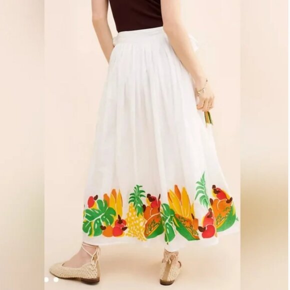 Farm Rio Maxi Embroidered White Skirt size M - Picture 2 of 8